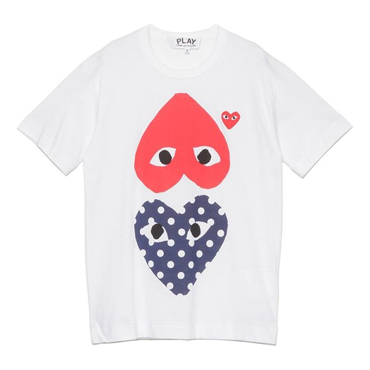 T-paita Comme des Garçons PLAY Upside Down Polka Dot T-Shirt Valkoinen | AZ-T240-051-1