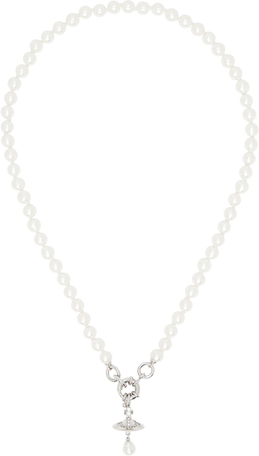Kaulakoru Vivienne Westwood Vivienne Westwood Aleksa Pearl Pendant Necklace Valkoinen | 6301013C-02P543-