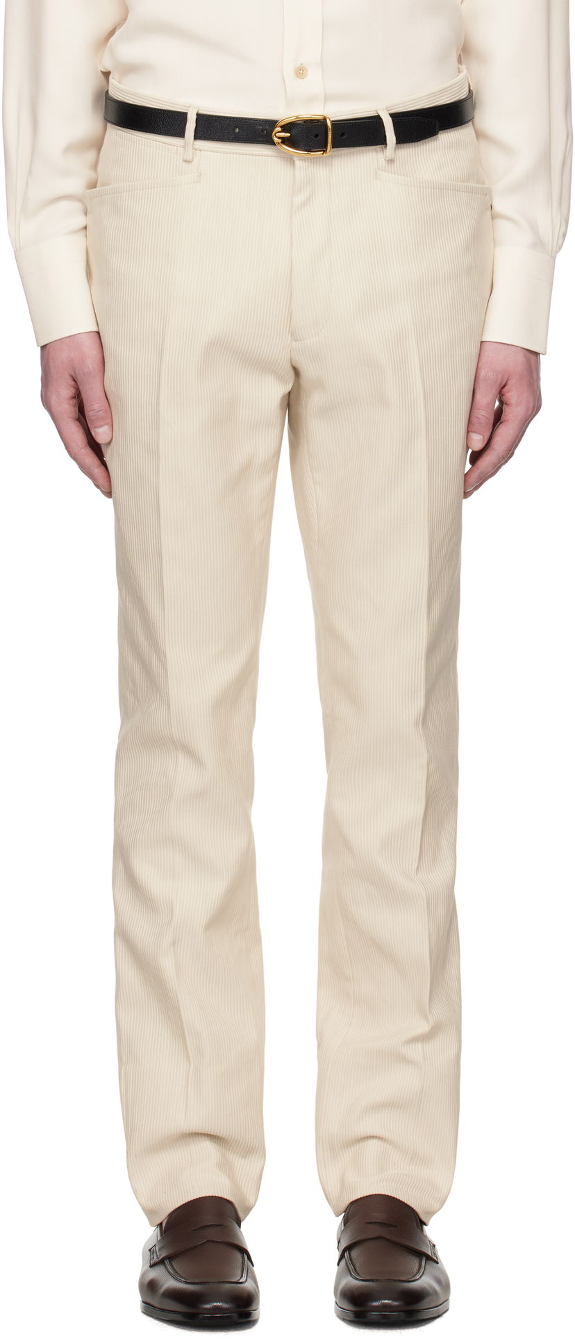 Housut Tom Ford TOM FORD Summer Cord Dyllan Trousers Beige | PLPW01-CGS70