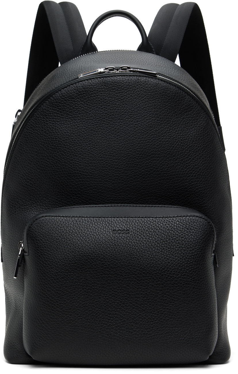 Reppu BOSS BOSS Smart Sleeve Grained Leather Backpack Musta | 50536142
