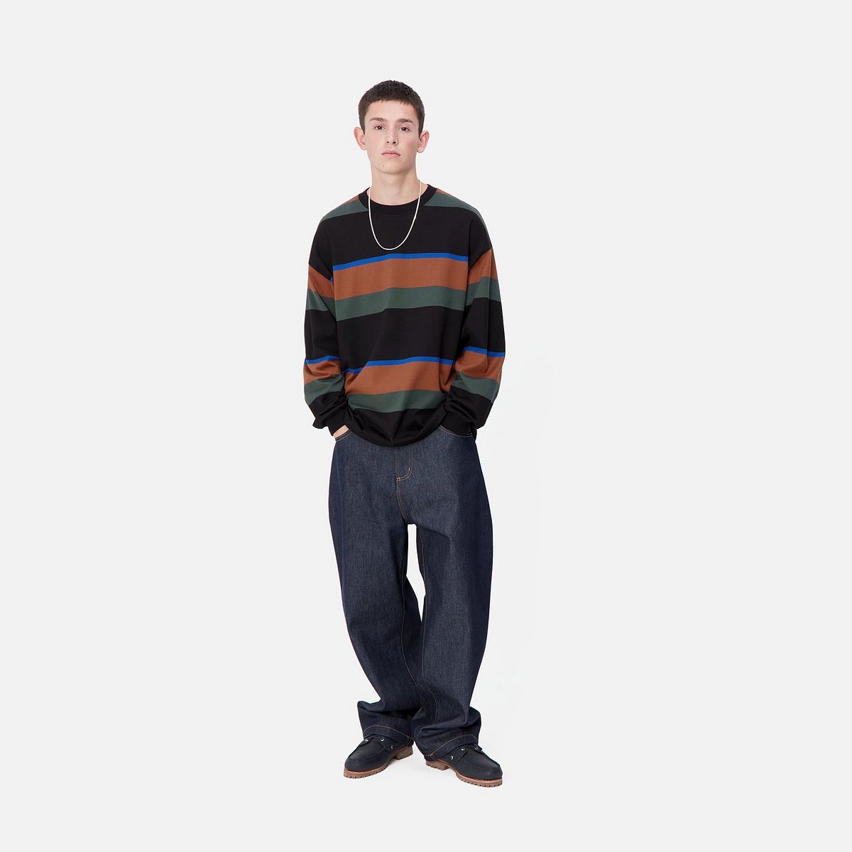 T-paita Carhartt WIP Sundling Stripe Long Sleeve T-Shirt Musta | I033928_9, 1