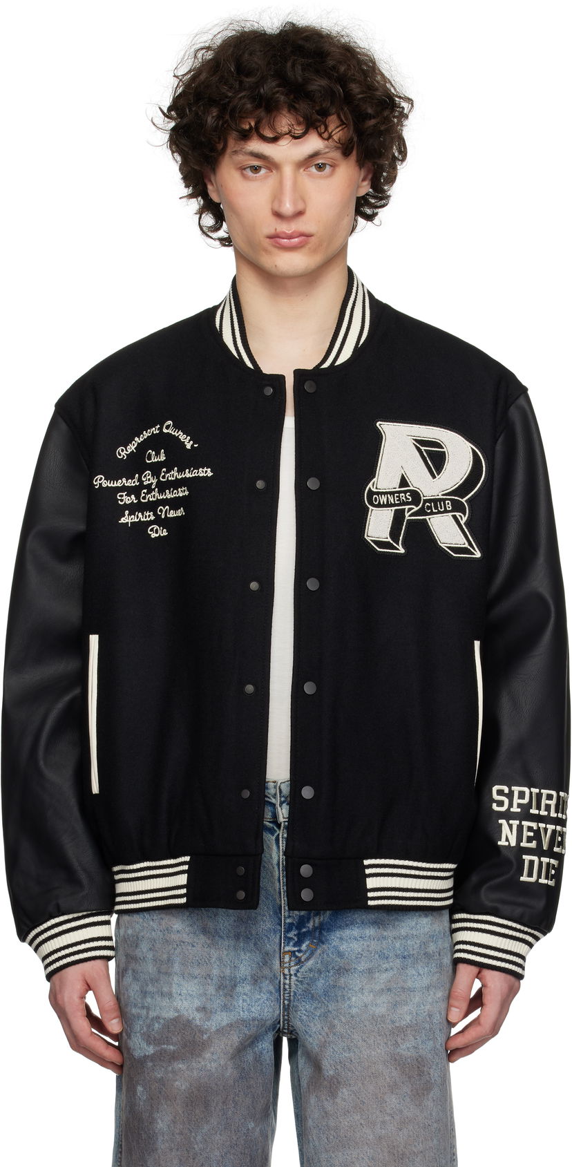 Bomber-takki Represent Clo Represent 'Owners Club' Varsity Bomber Jacket Musta | MLM100231