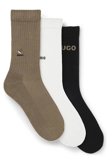 Sukat BOSS Three-pack of short ribbed socks with embroidered detailing Monivärinen | 50546351