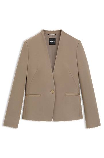 Takki BOSS Collarless Regular-Fit Blazer Beige | 50541998