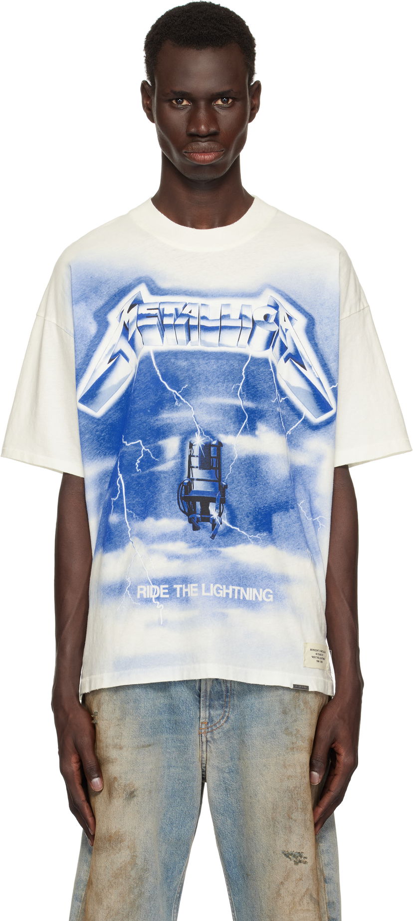T-paita Represent Clo Represent 'Metallica Ride the Lightning' Graphic Print T-Shirt Valkoinen | MLM4382