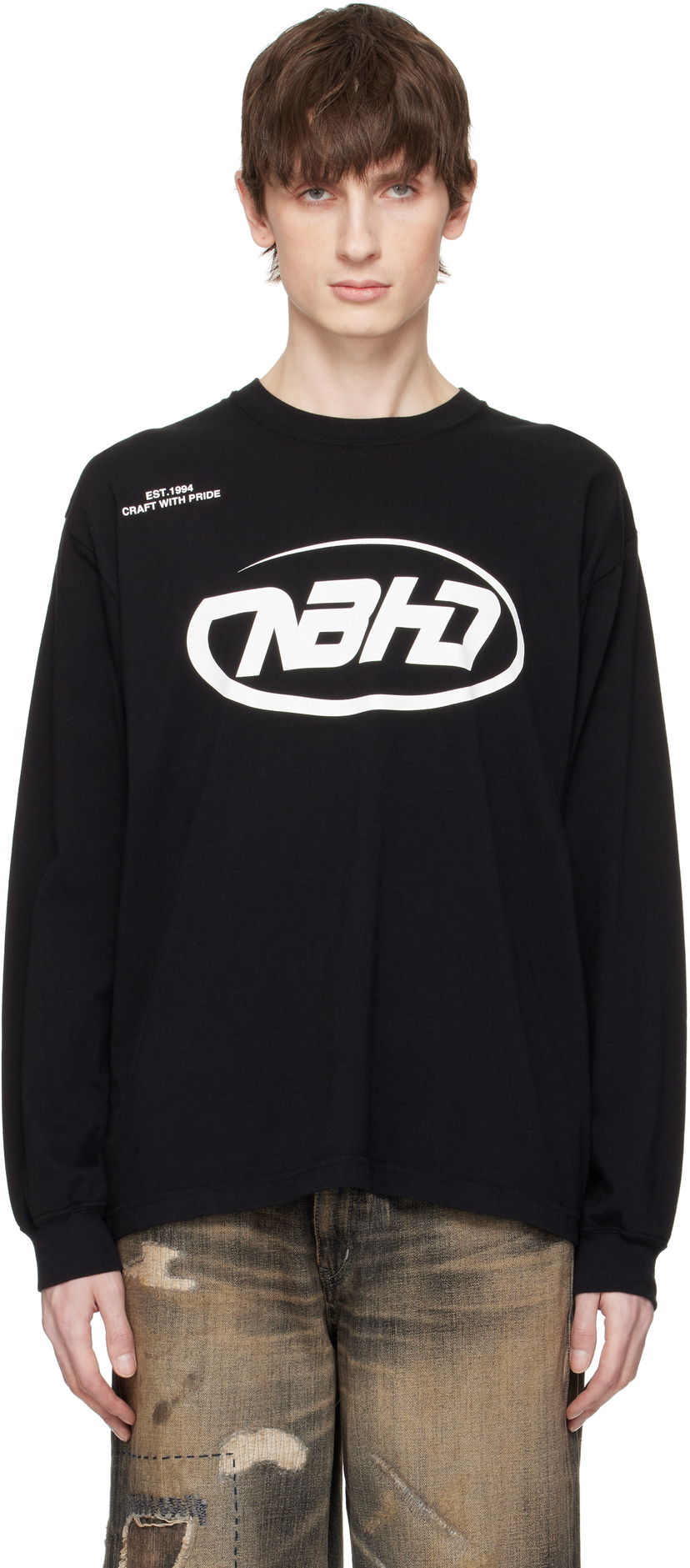 T-paita Neighborhood Neighborhood NH LS-6 Long Sleeve T-Shirt Musta | 251PCNH-LT06