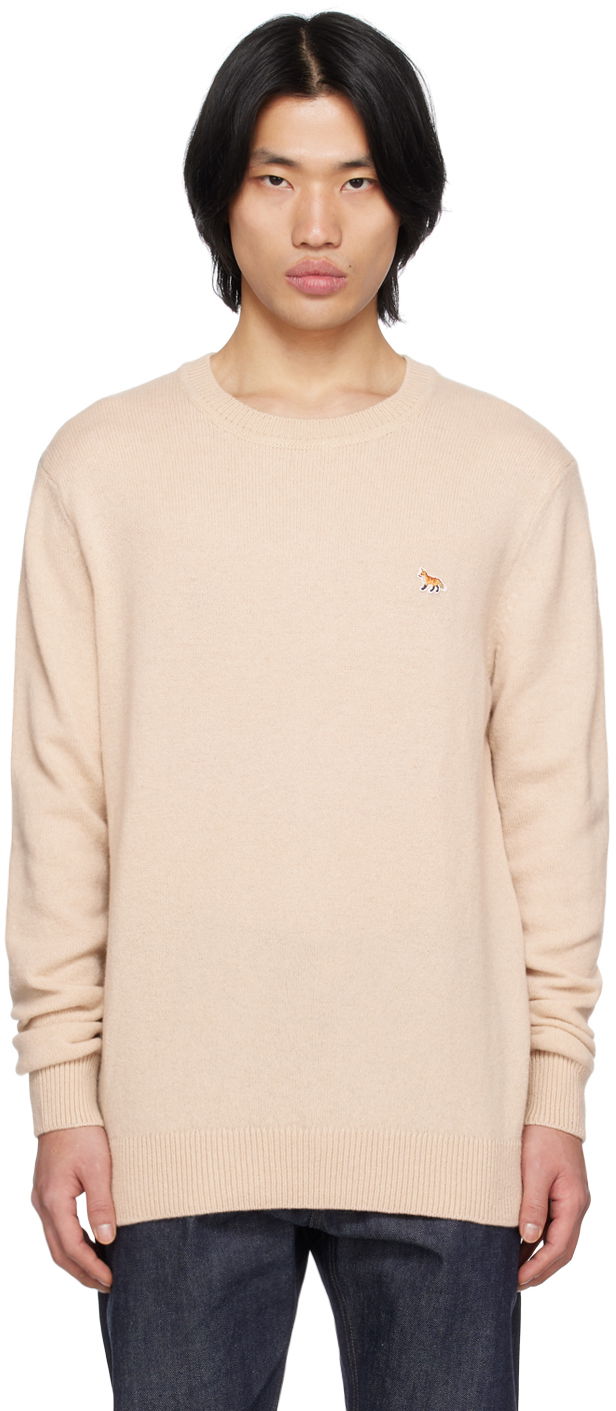 Villapaita MAISON KITSUNÉ Baby Fox Embroidered Sweater Beige | HM00502KT1006