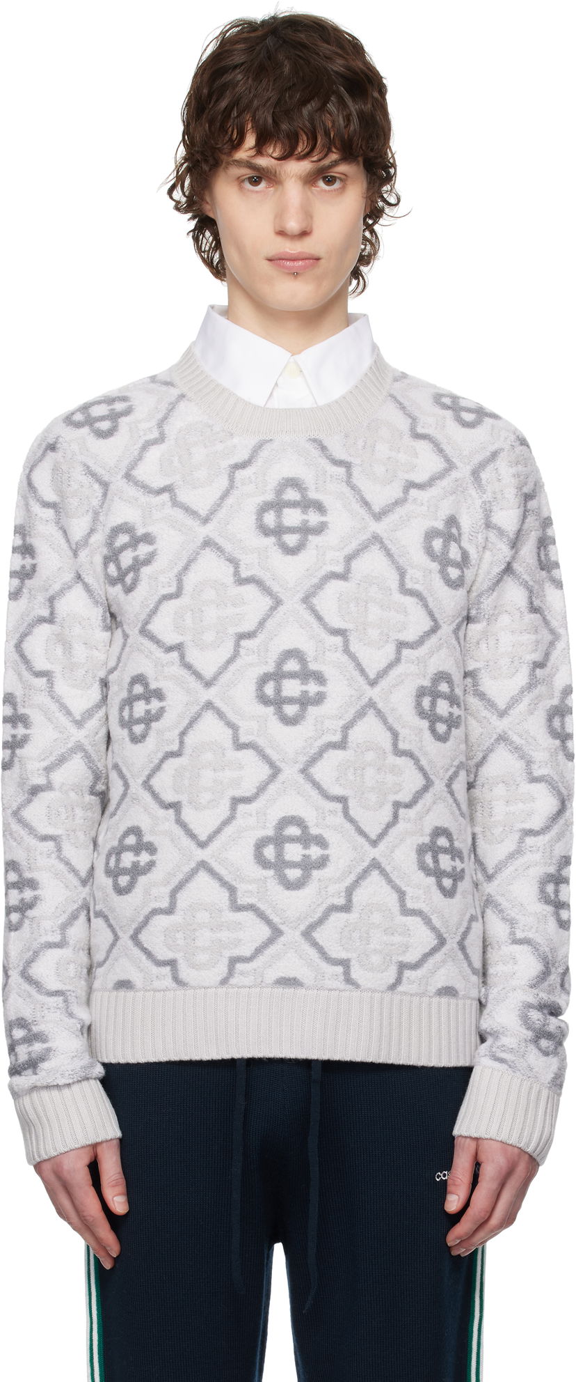 Villapaita Casablanca Casablanca Monogram Knit Sweater Harmaa | MPS25-KW-829-01