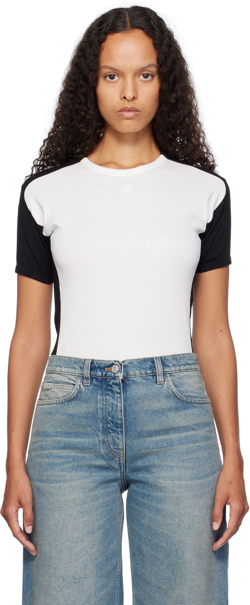 Body Courrèges Contrast Frame T-Shirt Valkoinen | 324JTS147JS0070