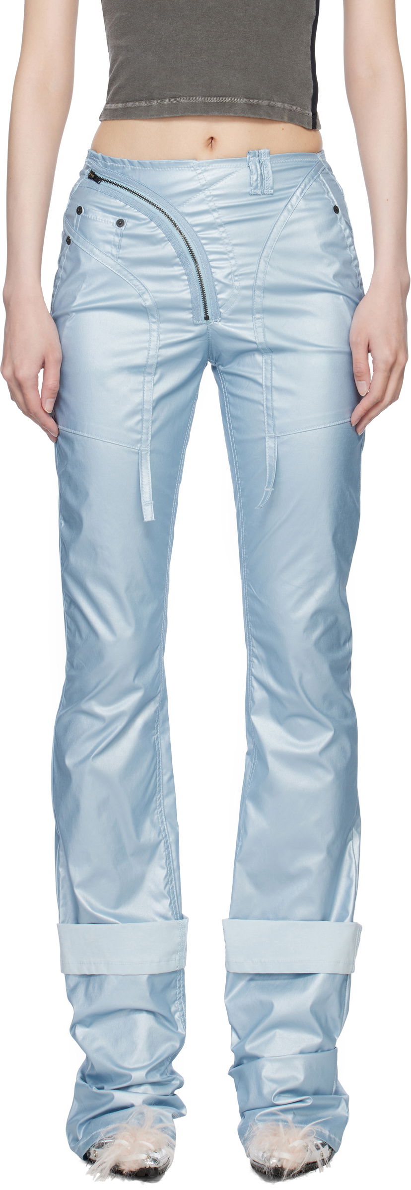 Housut Ottolinger Ottolinger Coated Open Back Trousers Sininen | 2217080203
