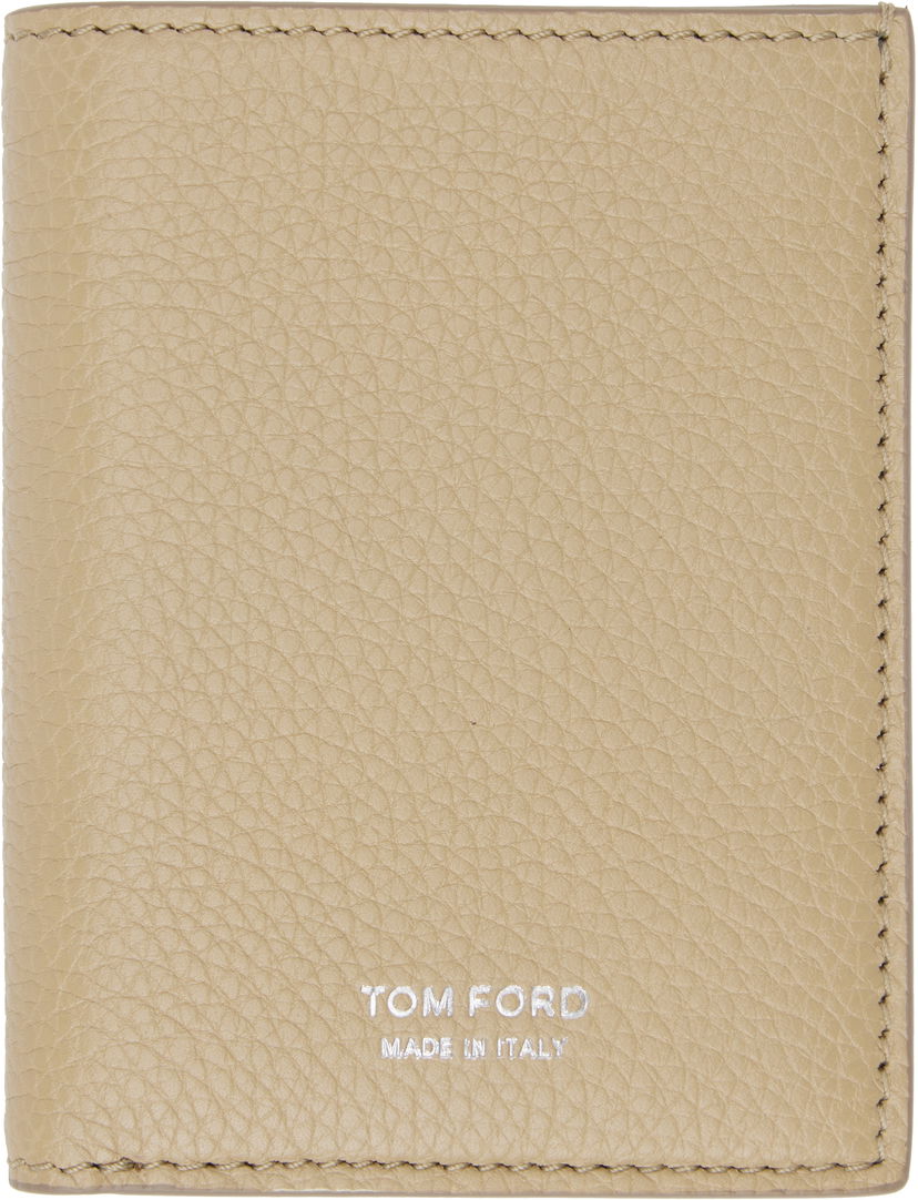 Lompakko Tom Ford Grain Leather Folding Card Holder Beige | Y0279-LCL158S