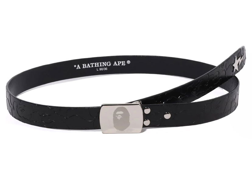 Vyöt BAPE BAPE Neon Camo Narrow Leather Belt Black Musta | 1K30-188-003