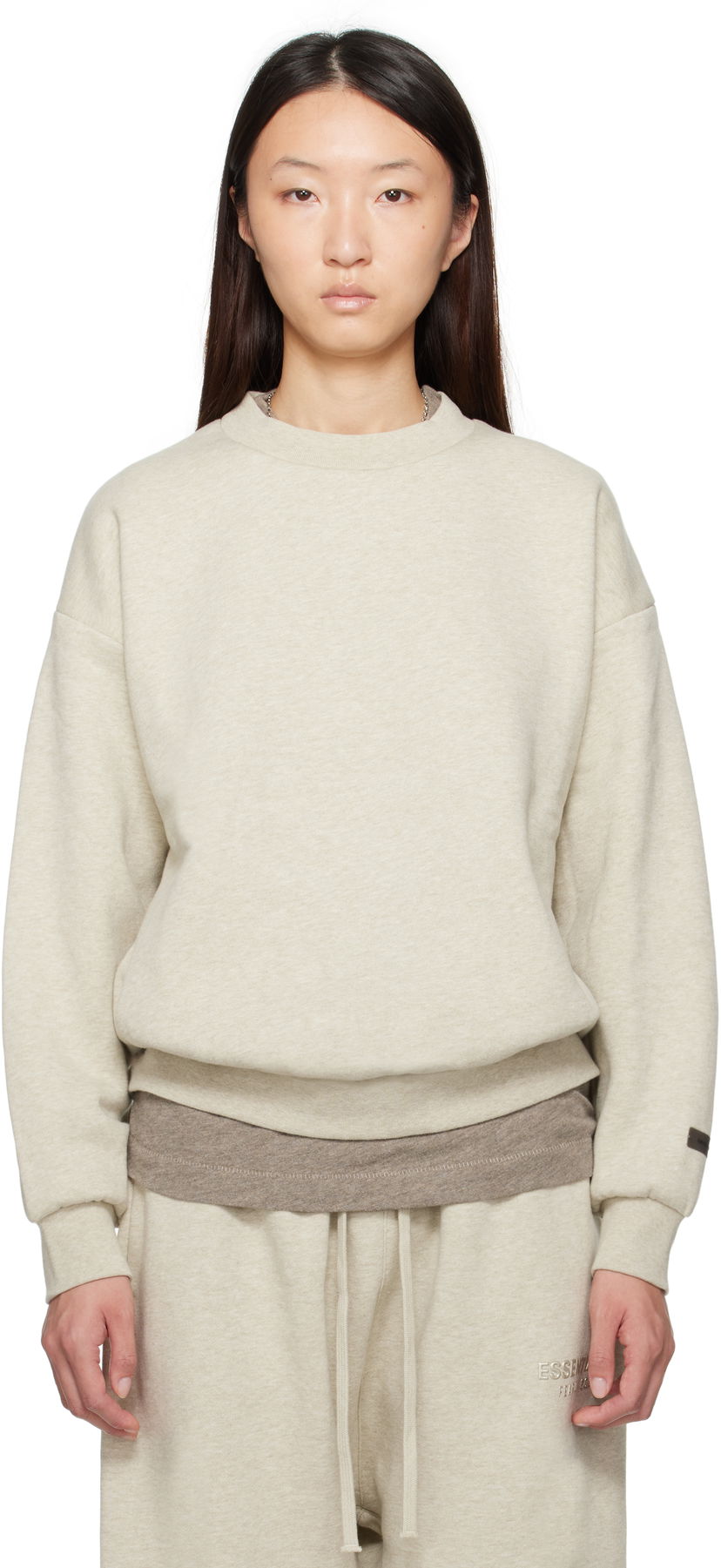Huppari Fear of God Fear of God ESSENTIALS Classic Fit Crewneck Sweatshirt Beige | 192SP255552FW