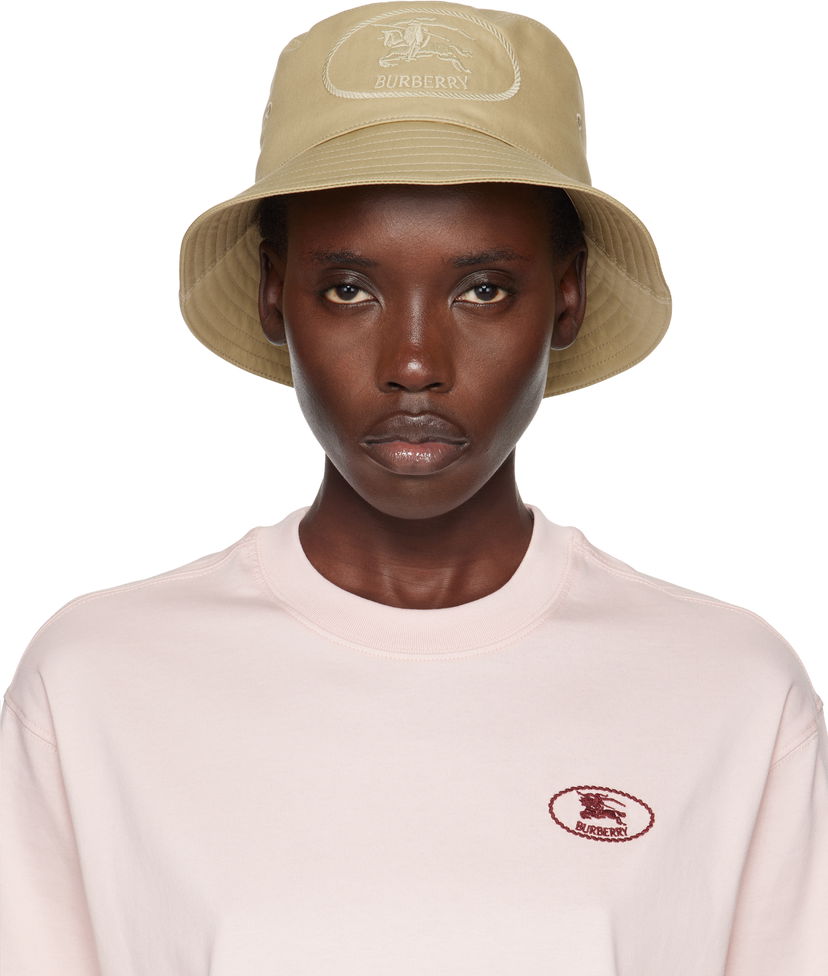 Hattu Burberry Burberry Knight Stamp Gabardine Bucket Hat Beige | 8110782