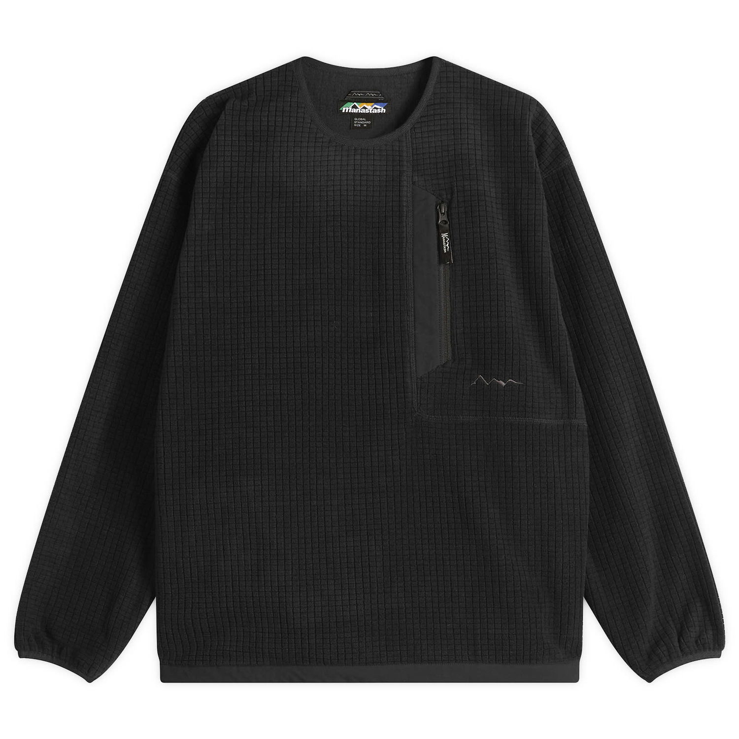 Huppari Manastash Grid Fleece Crew Sweatshirt Musta | 7925230001-010, 0