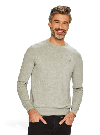 Villapaita Polo by Ralph Lauren Slim Fit Cotton Sweater Harmaa | 710684957003