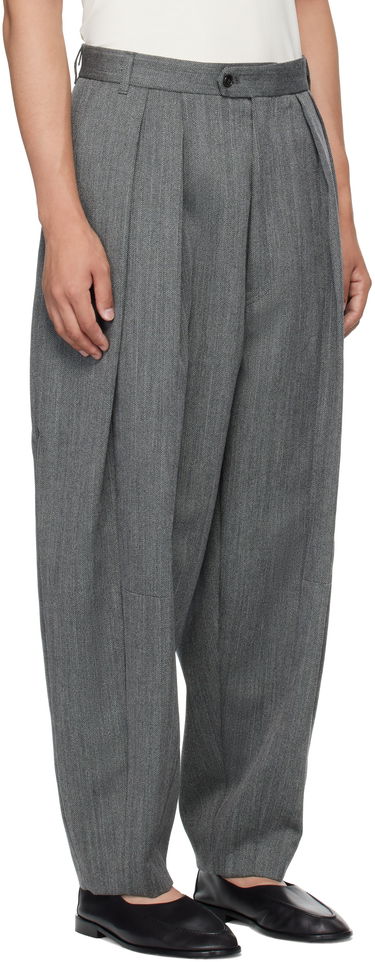 Housut HED MAYNER Hed Mayner Pleated Wide-Leg Wool Trousers Harmaa | HMMB30042A-HB103, 1