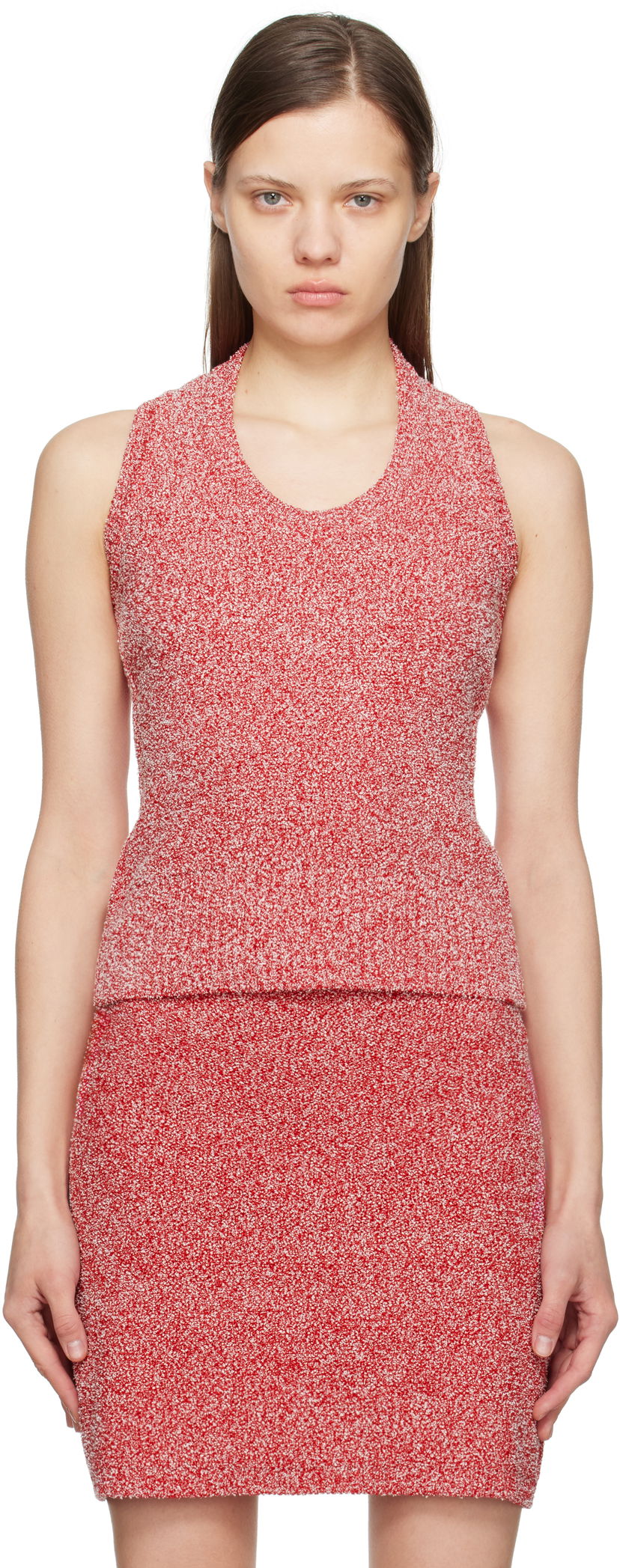 Tankkitoppi FERRAGAMO Red Bouclé Tank Top Punainen | 781003