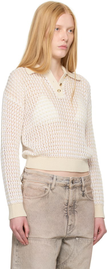 Poolopaita AMIRI AMIRI Open Back Crochet Polo Beige | AWKNPO1026, 1
