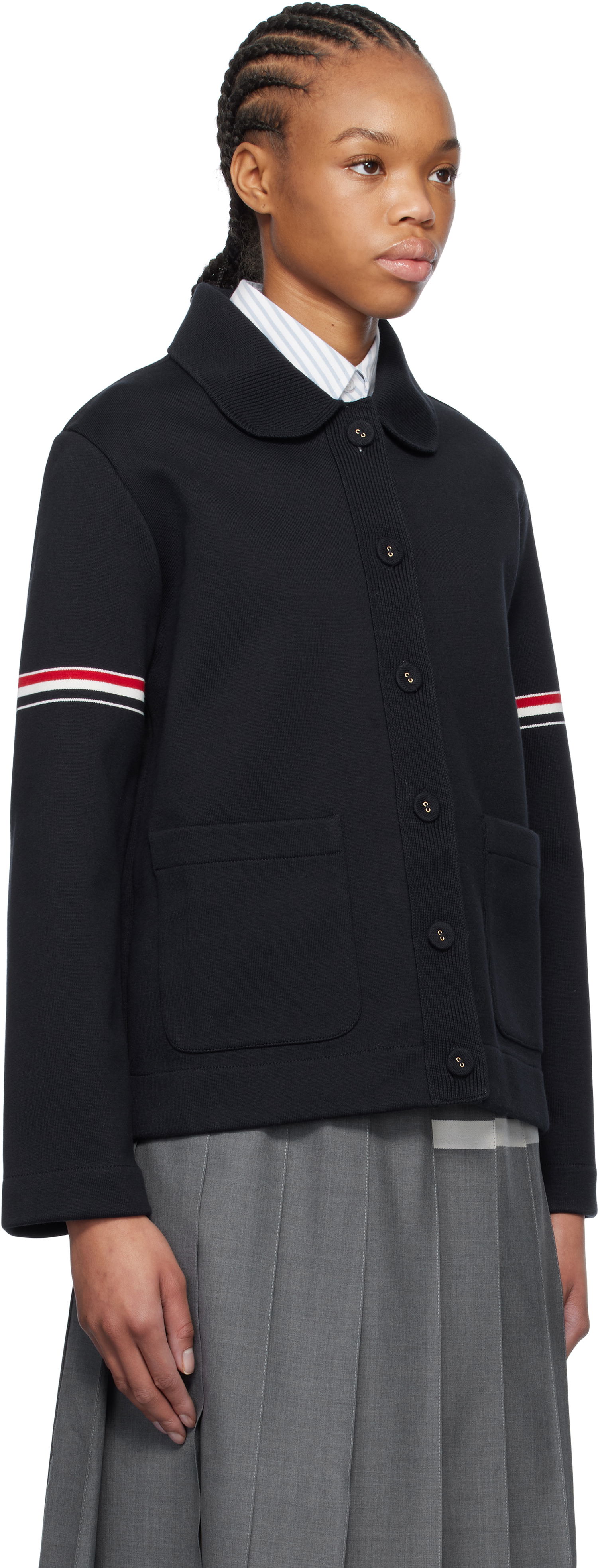 Villapaita Thom Browne Thom Browne Cotton Loopback Work Jacket Tummansininen | FKJ113A-Y3004, 1
