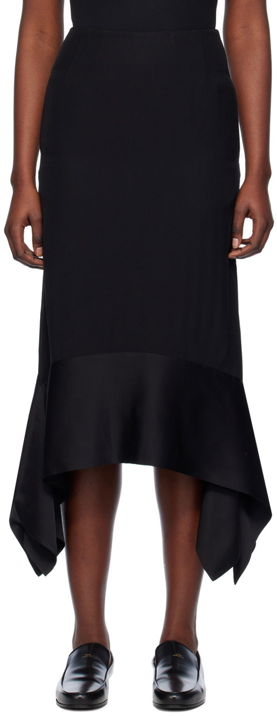 Hame TOTEME Asymmetrical Maxi Skirt Musta | 241-WRB1016-FB0020