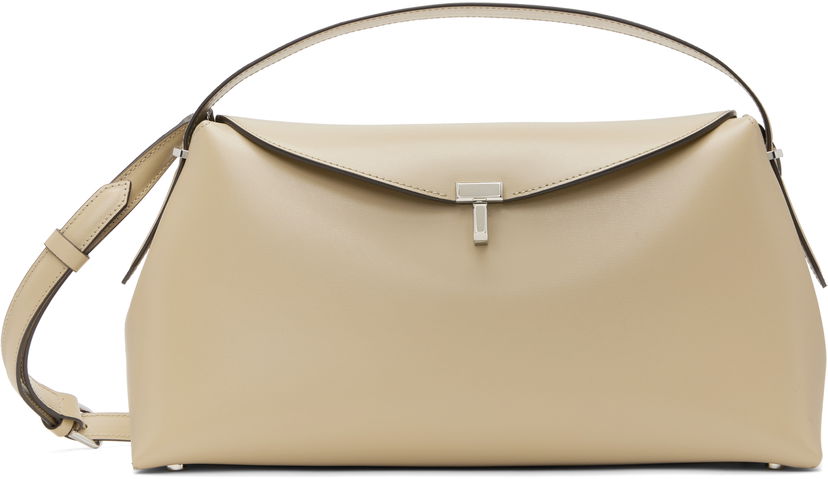 Käsilaukku TOTEME TOTEME T-Lock Leather Top Handle Bag Beige | 234-WAL956-LE0025