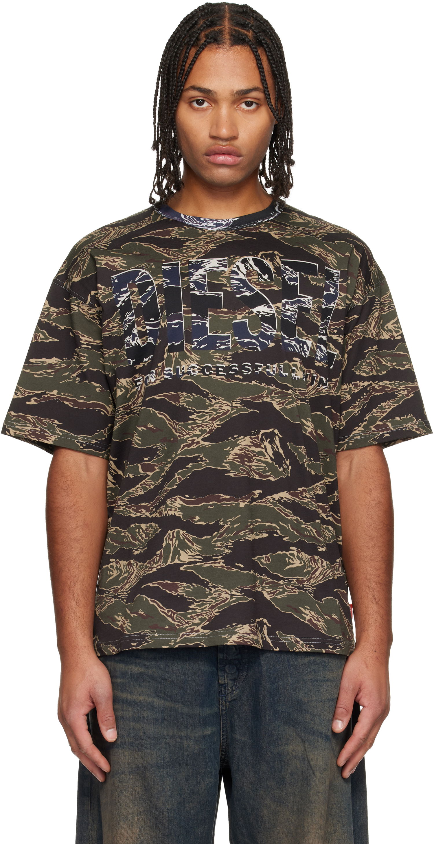 T-paita Diesel Tiger Stripe Camouflage Graphic T-Shirt Monivärinen | A19343-0AJFJ-51FA, 0