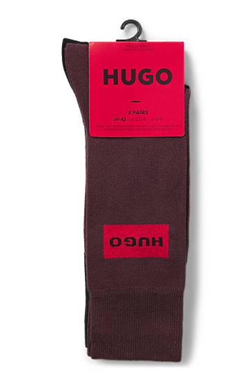 Sukat BOSS Two-pack of regular-length socks with logo labels Burgundia | 50543167, 1