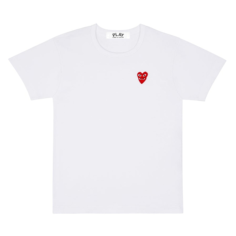 T-paita Comme des Garçons Play Double Heart T-Shirt Valkoinen | AZ-T287-051-2 / P1T2872, 0