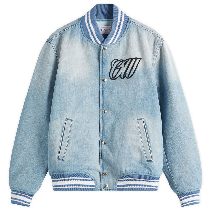 Bomber-takki Off-White Off-White Women's Denim Varsity Jacket Sininen | OWEK006S25DEN0014010