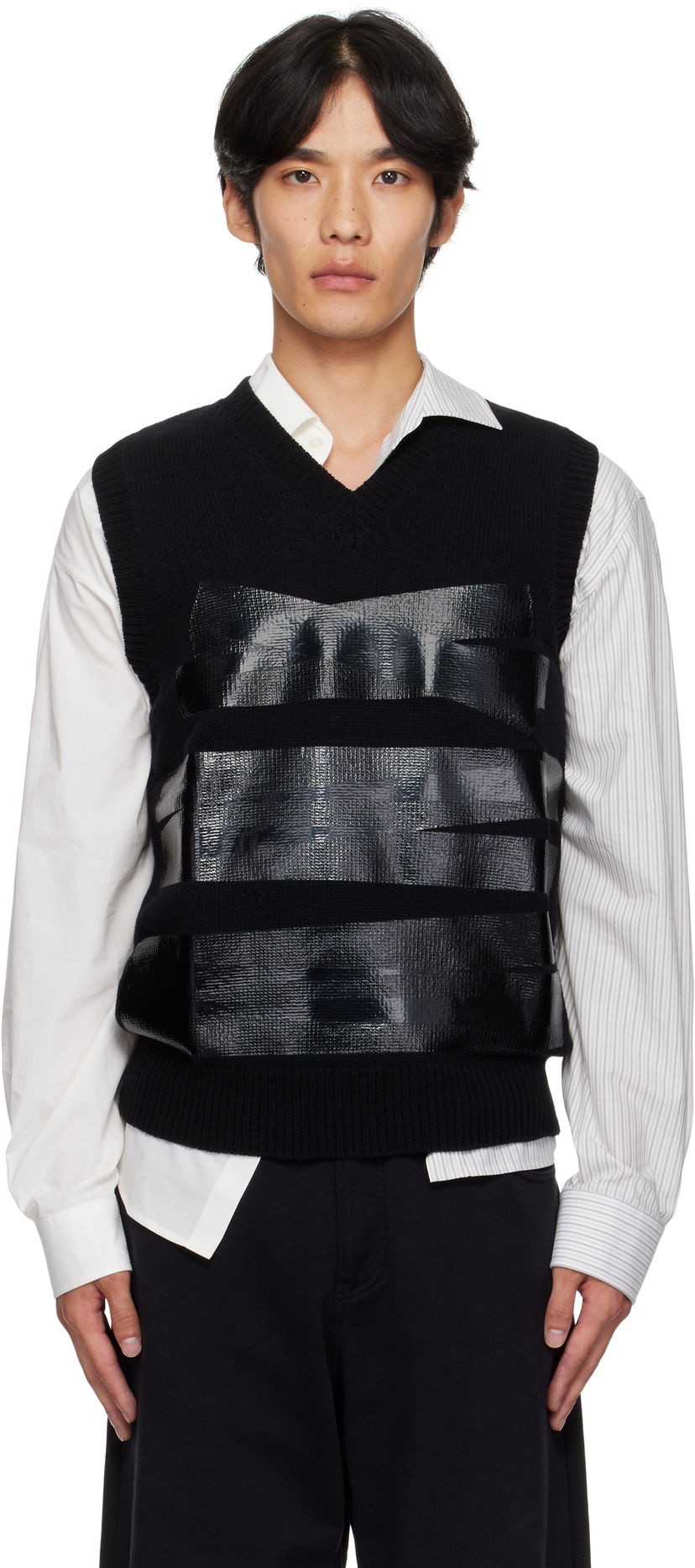 Liivi Maison Margiela MM6 Maison Margiela Taped Knit Vest Musta | SH2FB0022 M13167