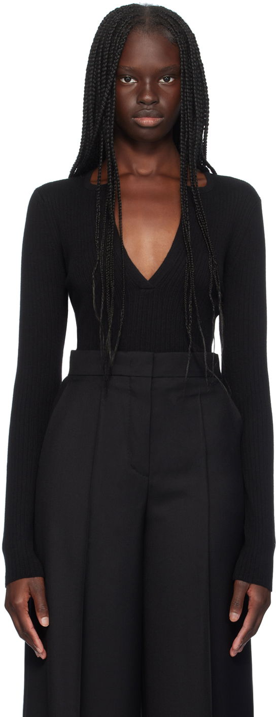 Body Max Mara Max Mara Urlo Ribbed Knit Sweater Musta | 2421366111600