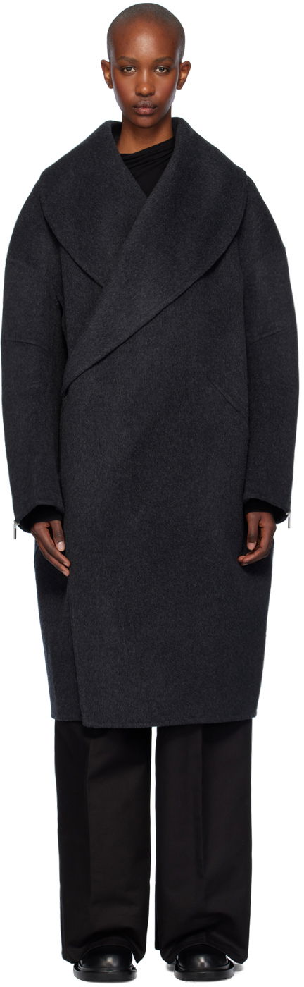 Takit Helmut Lang Helmut Lang Double-Faced Cocoon Coat Harmaa | O06HW499