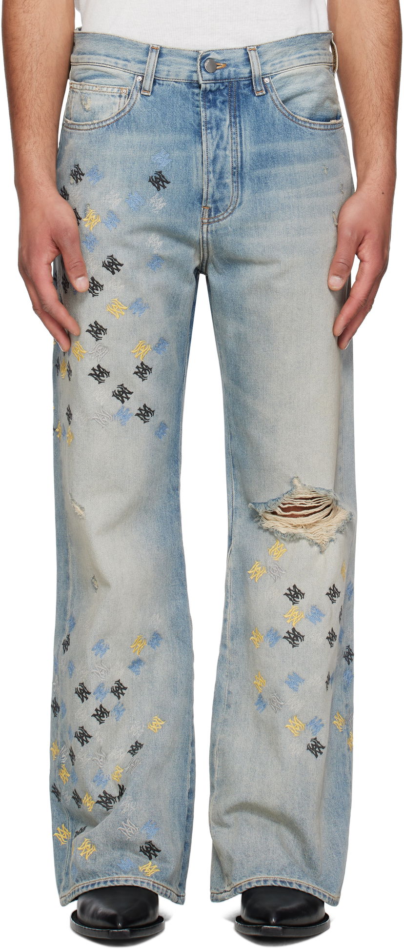 Jeans AMIRI AMIRI MA Quad Embroidered Flare Jeans Sininen | AMDNFR1015