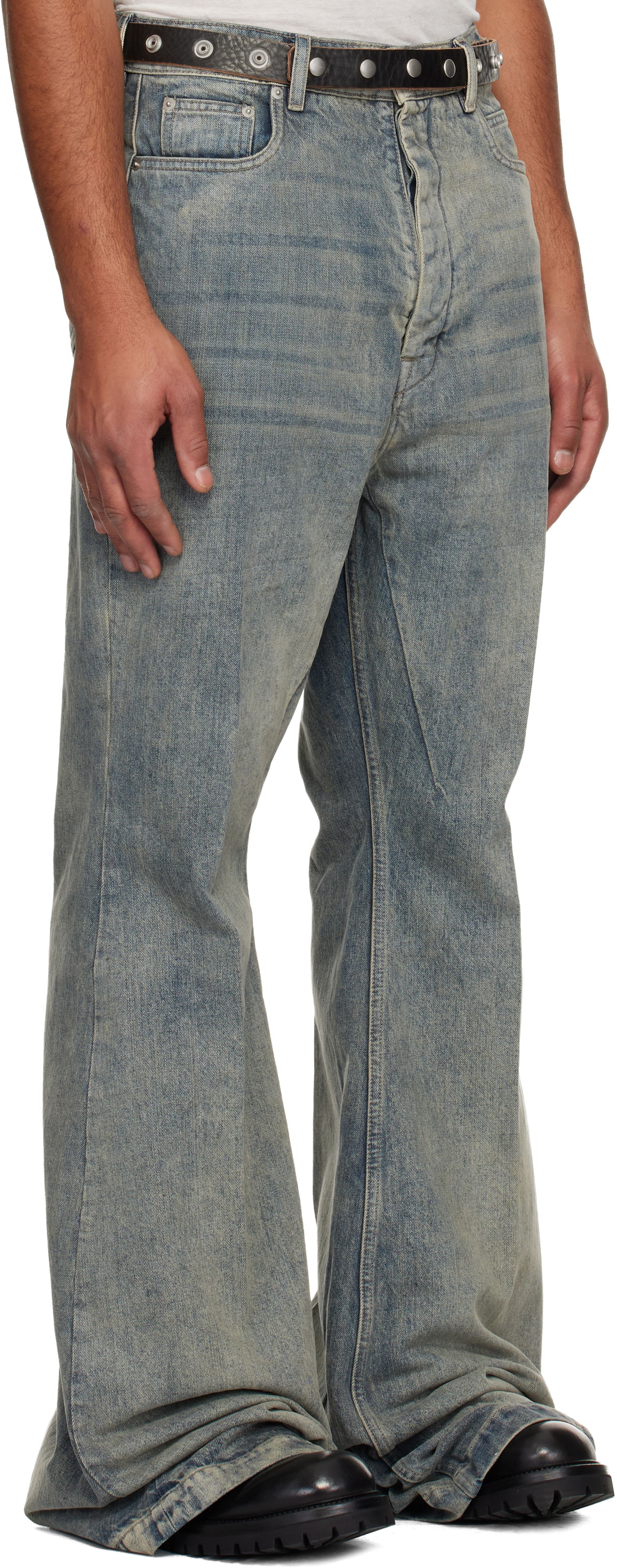 Jeans Rick Owens Flared Wide-Leg Distressed Jeans Concordians Bolan Sininen | RR02E1335 DWG, 1