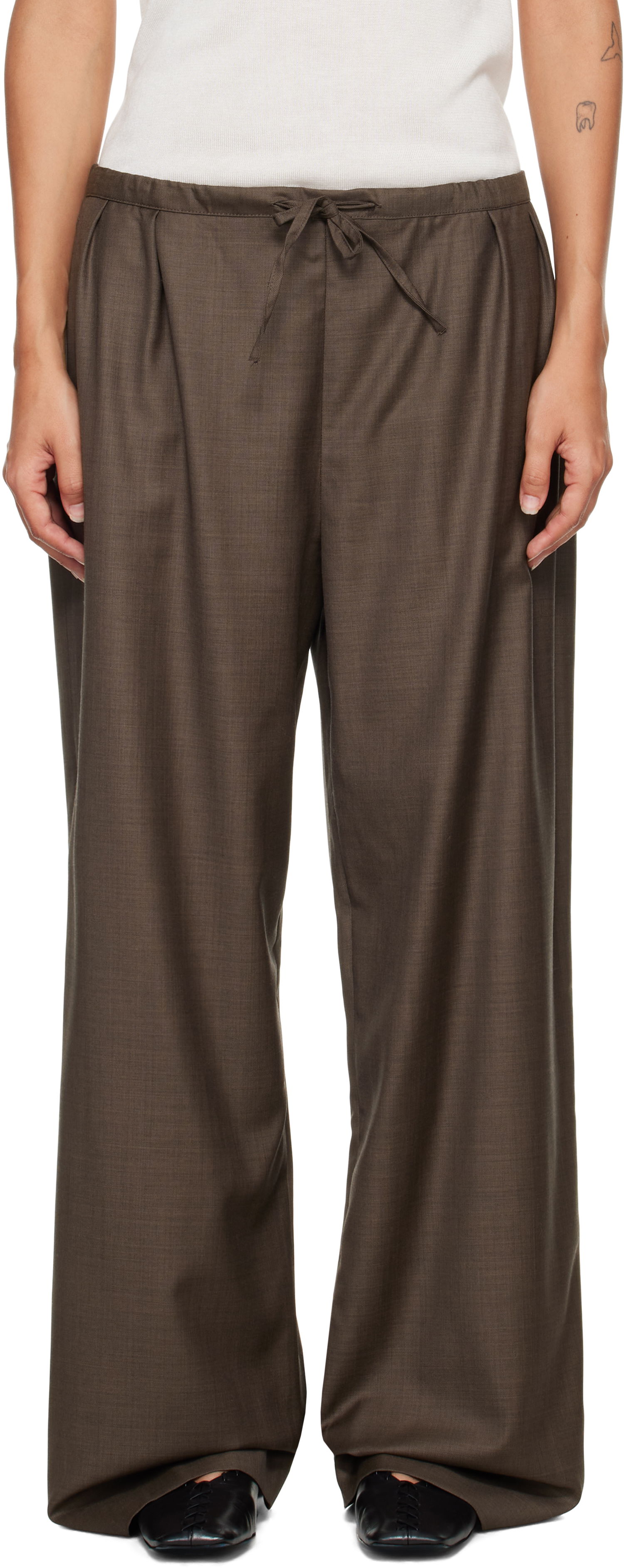 Housut Loulou de Saison Loulou de Saison Cove Elastic Waisted Trousers Ruskea | COVE LDS, 0