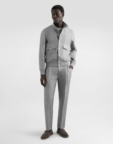 Housut Dolce & Gabbana Dolce & Gabbana Washed Linen Canvas Cropped Trousers Harmaa | GV4EETFU4MFS8290, 3