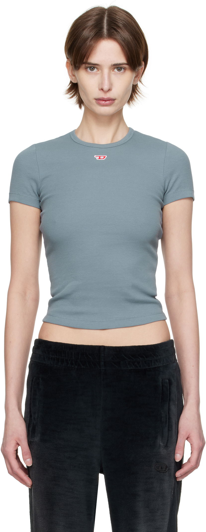 Crop top Diesel Diesel T-Ele-Long-D Ribbed Cropped T-Shirt Sininen | A14961 0EJAI