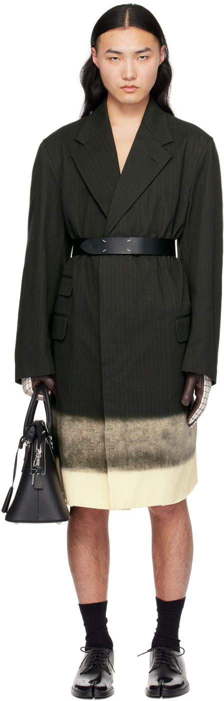 Takit Maison Margiela Maison Margiela Trompe-L'œil Pinstripe Dip-Dye Coat Musta | S50AA0139 M35011