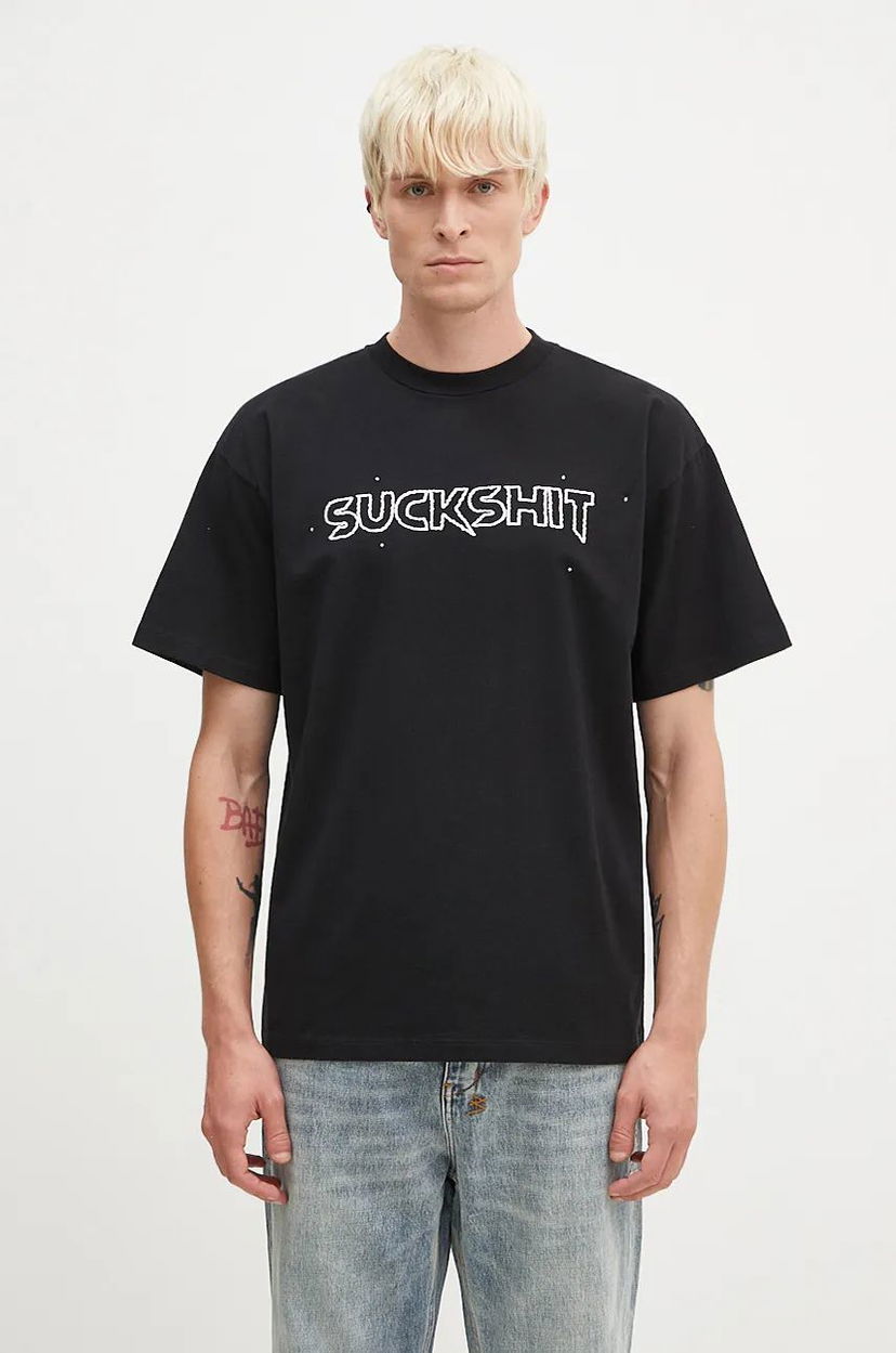 T-paita Aries Suckshit T-Shirt With Print Musta | AR6003202