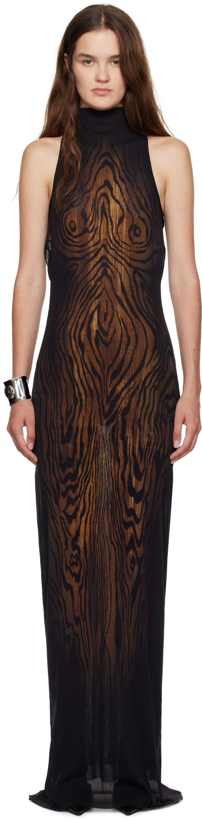 Mekko Jean Paul Gaultier Jean Paul Gaultier 'The Long Draped Wood' Maxi Dress Musta | 25/03-W-DR029-M002P-0060