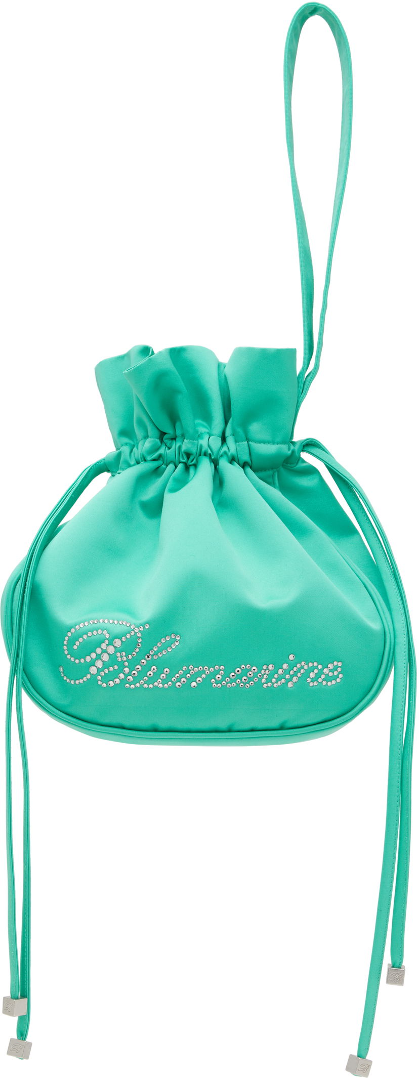 Käsilaukku Blumarine Blumarine Satin Rhinestone Logo Pouch Turkoosi | P5HHW091A