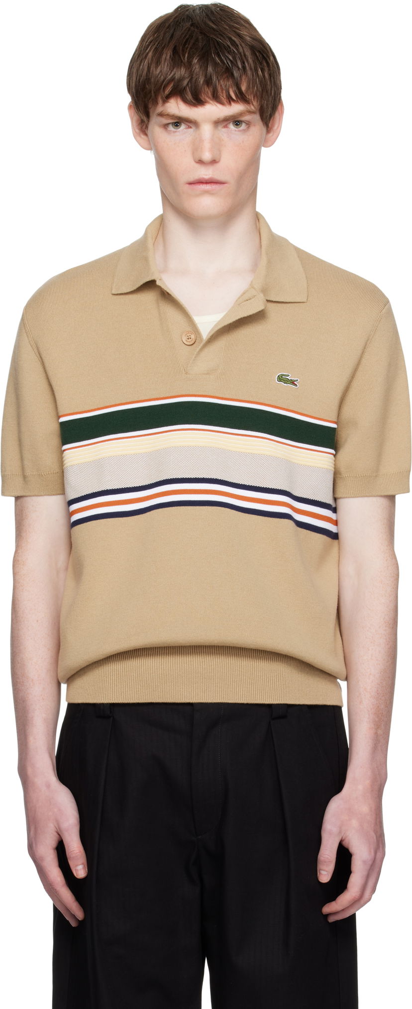 Poolopaita Lacoste Lacoste Striped Collar Polo Beige | AH5200_9IJ