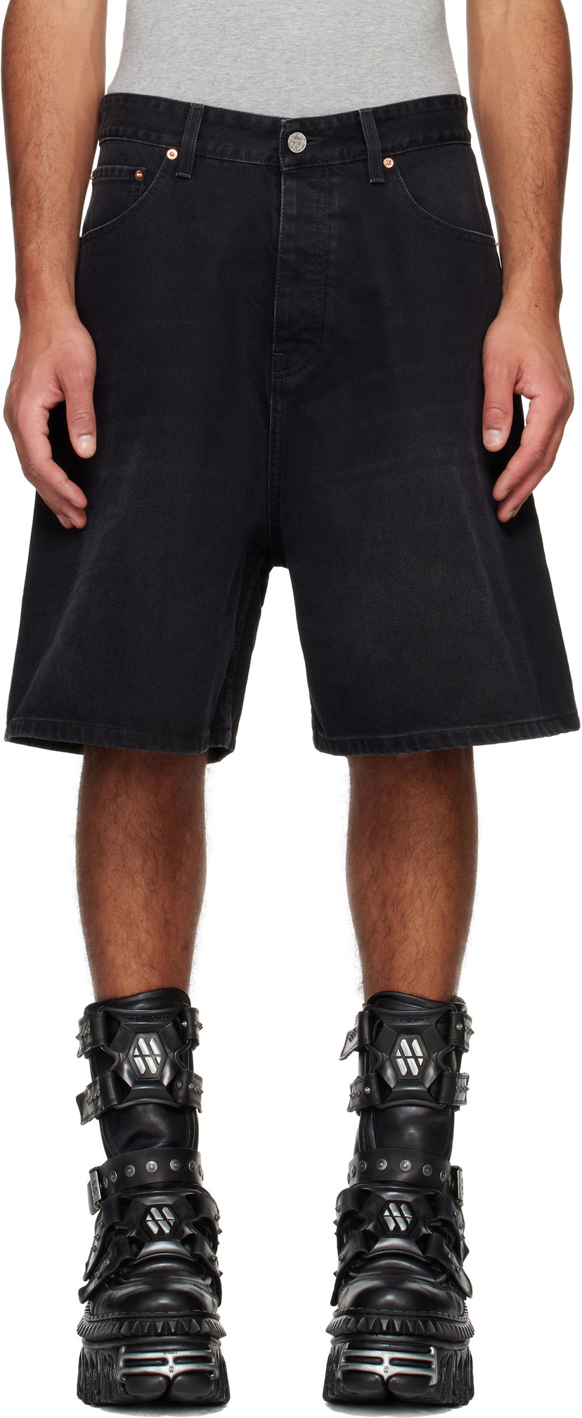 Shortsit VETEMENTS Vetements Button-Fly Denim Shorts Musta | UA66SS500B