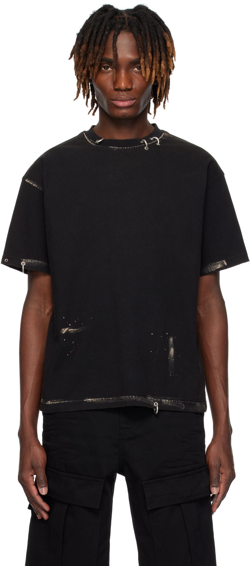 T-paita We11done We11done Pierced Distressed T-Shirt Musta | WD-TT0-25-770-U-BK