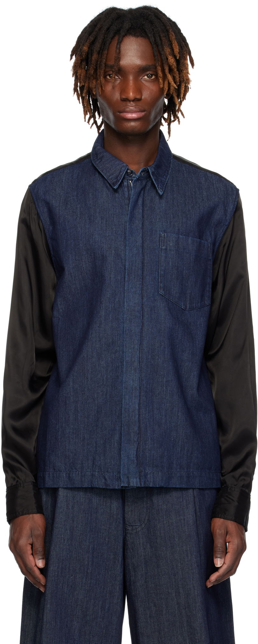 Paita Dries Van Noten Dries Van Noten Zip Denim Shirt Sininen | 251-020725-1553