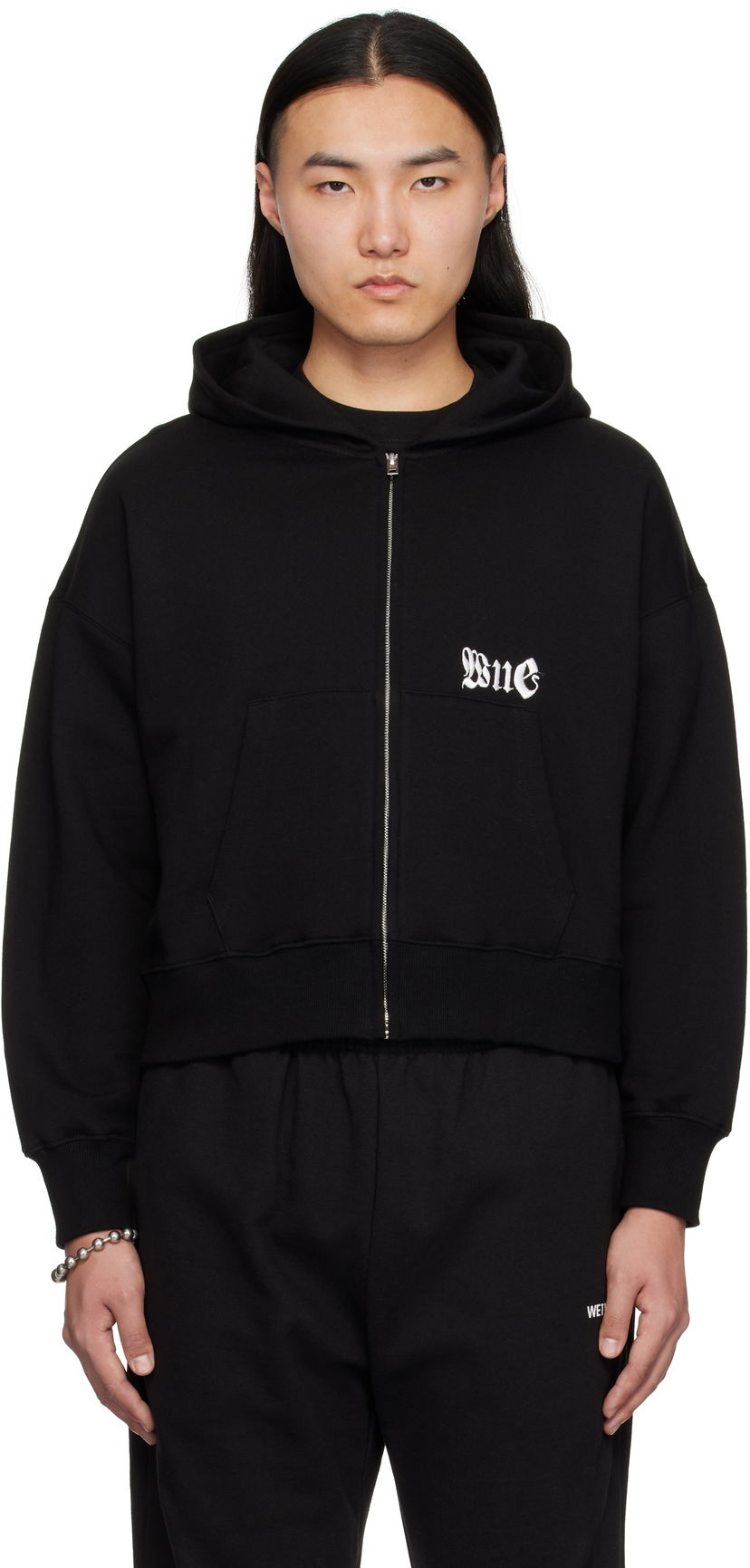Huppari We11done We11done Logo Zip-Up Hoodie Musta | WD-TJ0-25-815-U-BK