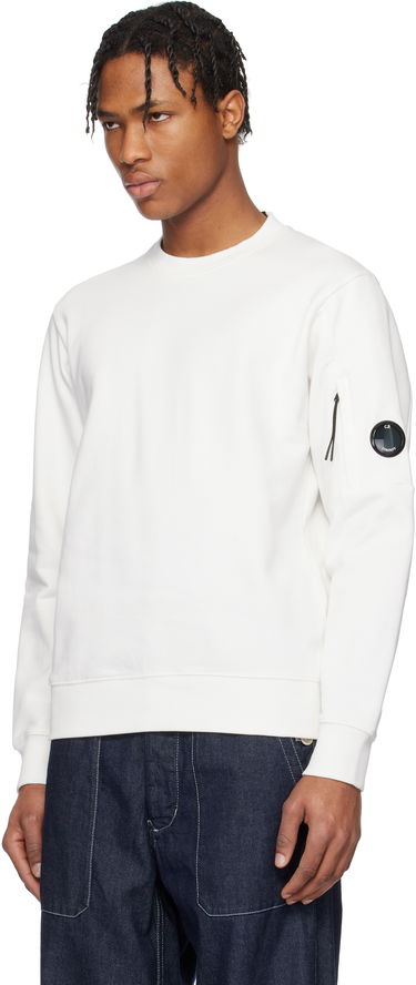 Villapaita C.P. Company C.P. Company Diagonal Raised Fleece Crewneck Lens Sweatshirt Valkoinen | 18CMSS023A-005086W, 3