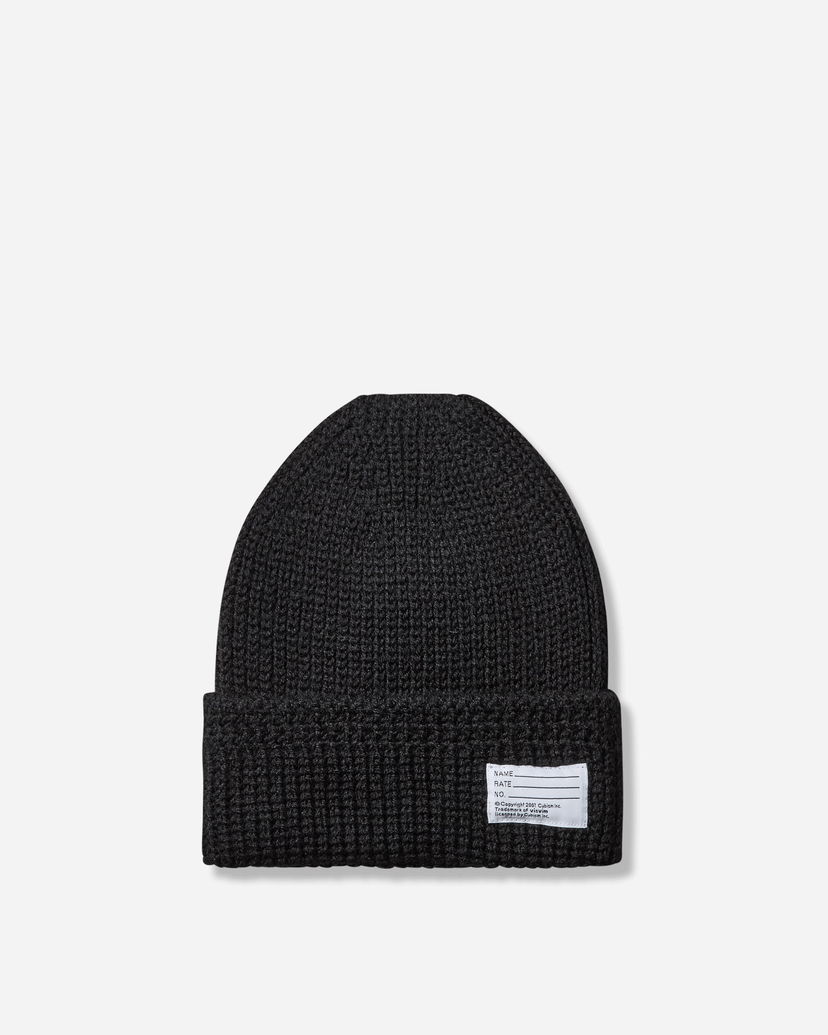 Pipo visvim Ribbed Knit Wool Beanie with Text Label Musta | 0125203003010 1