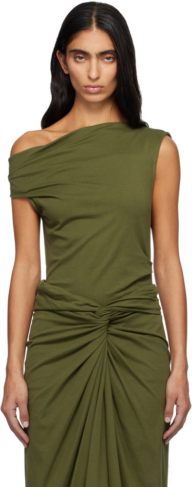 Tankkitoppi Dries Van Noten Off-Shoulder Knotted Heavy Jersey Tank Top Vihreä | 252-011111-2603, 0